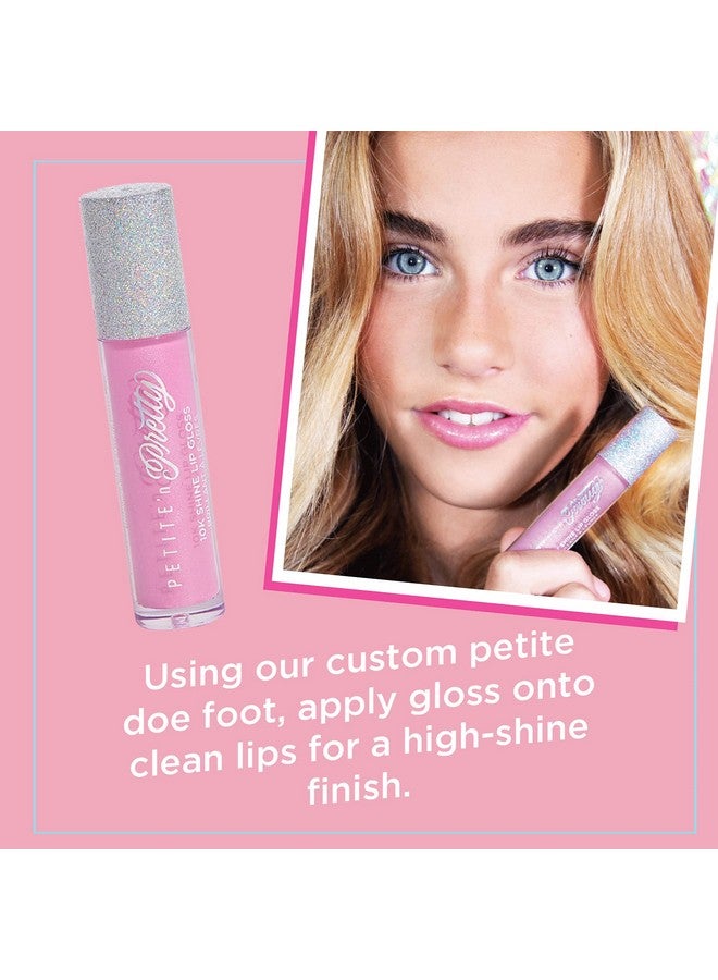 10K Shine Lip Gloss For Kids (Gia Pink) Makeup For Kids Tweens Teens High Shine Lightweight Made In The Usa