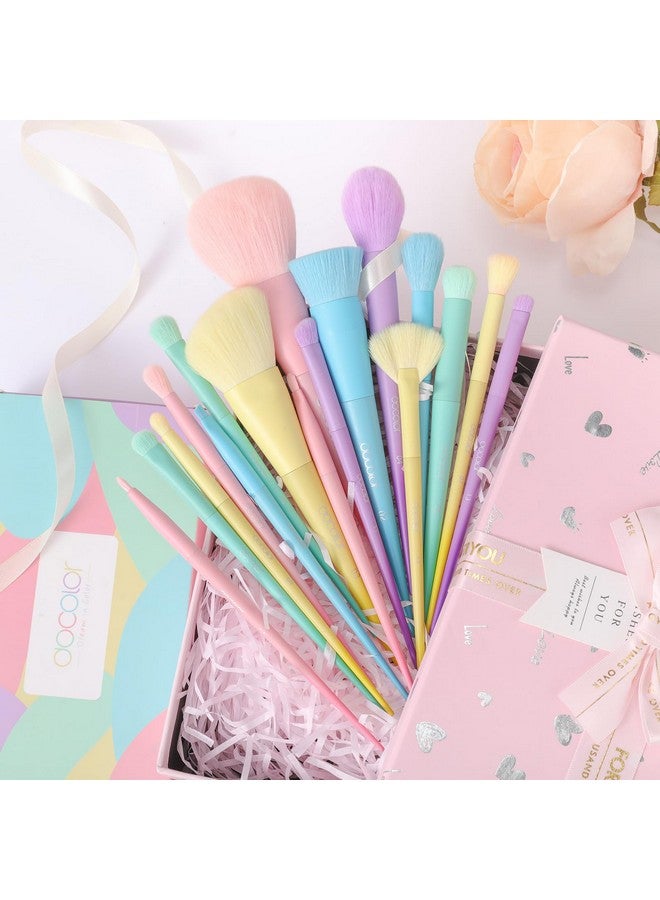 Makeup Brushes 17 Pcs Colourful Makeup Brush Set Premium Gift Synthetic Kabuki Foundation Blending Face Powder Blush Concealers Eyeshadow Rainbow Make Up Brush Set Dream Of Color