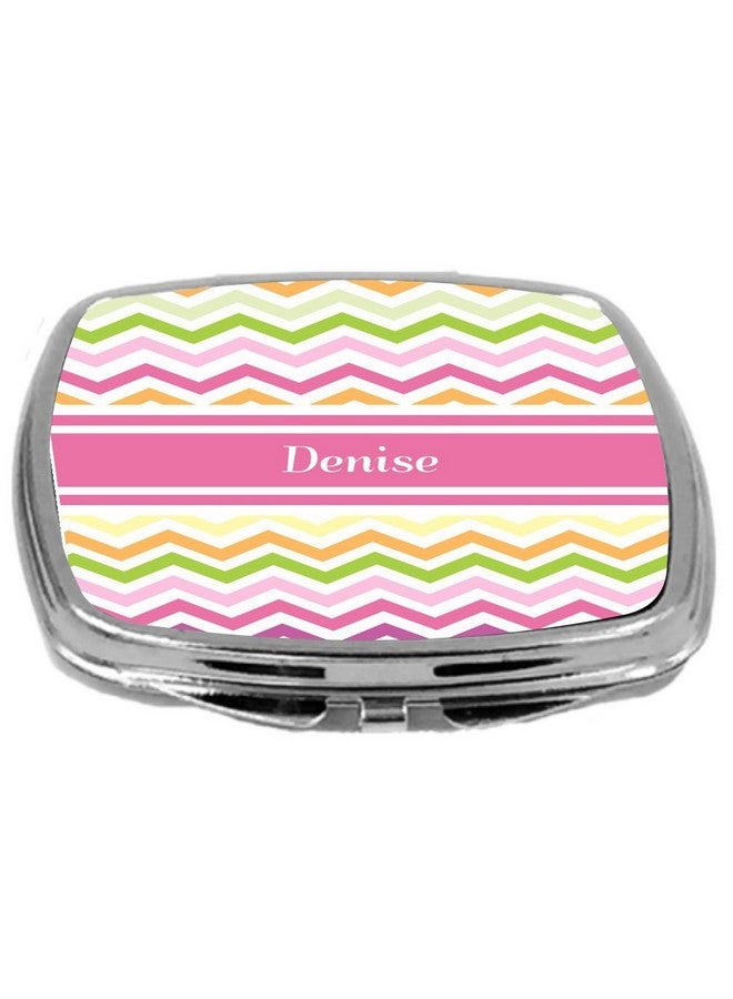 Pink Chevron Name Design Compact Mirror, Denise, 3 Ounce