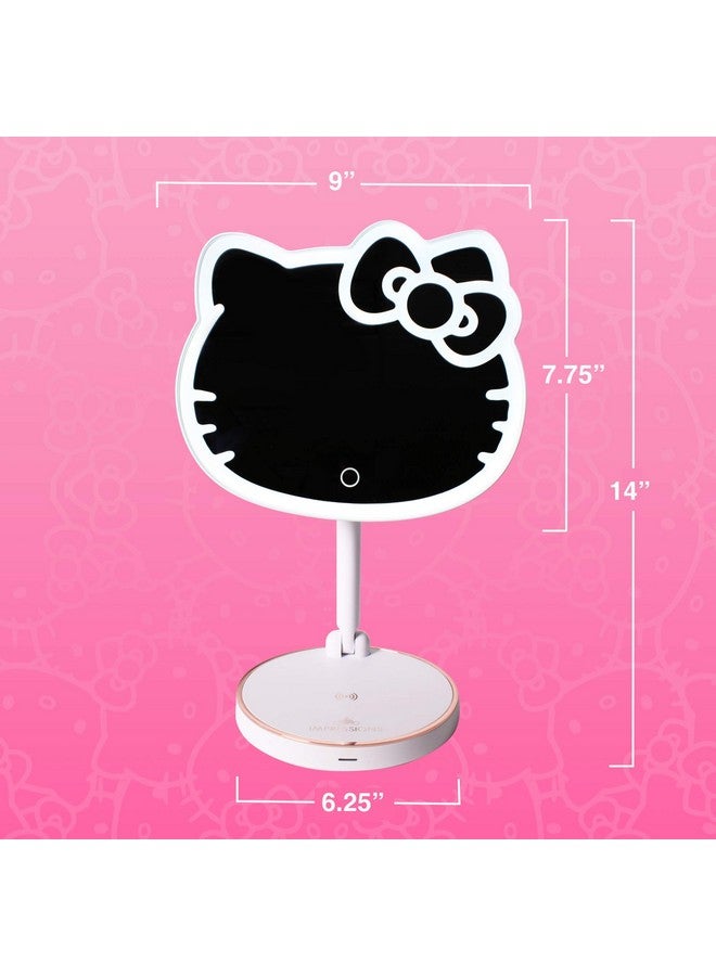 Impressions Vanity Hello Kitty Led Rechargeable Makeup Mirror With 360 Degree Rotation, Touch Sensor Desk Mirror With Light Strip And Adjustable Brightness