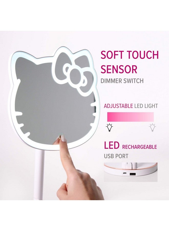 Impressions Vanity Hello Kitty Led Rechargeable Makeup Mirror With 360 Degree Rotation, Touch Sensor Desk Mirror With Light Strip And Adjustable Brightness