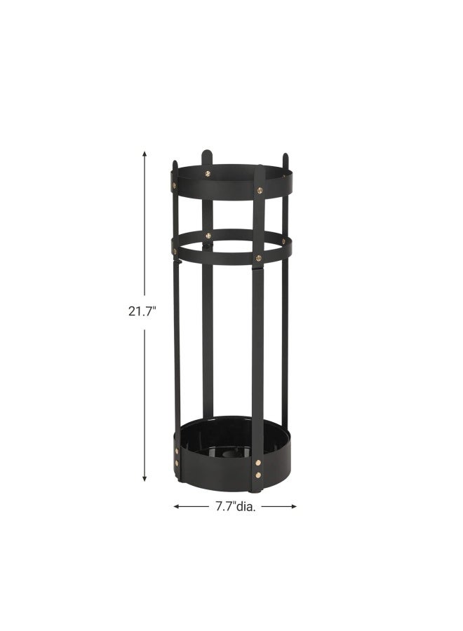 Black Songmics Steel Umbrella Stand Round Umbrella Holder Rack 77Dia X 60Cm With Removable Drip Tray For Entryway Office Stable Easy Assembly Black Uluc28Bk