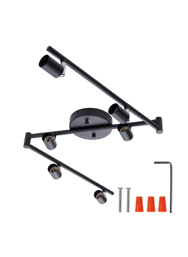 Aiboo  6-Light Adjustable Dimmable Track Lighting Kit Flexible Foldable Arms Matt Black Color Perfect for Kitchen Hallyway Bed Room Lighting Fixture GU10 Base Bulbs not Included