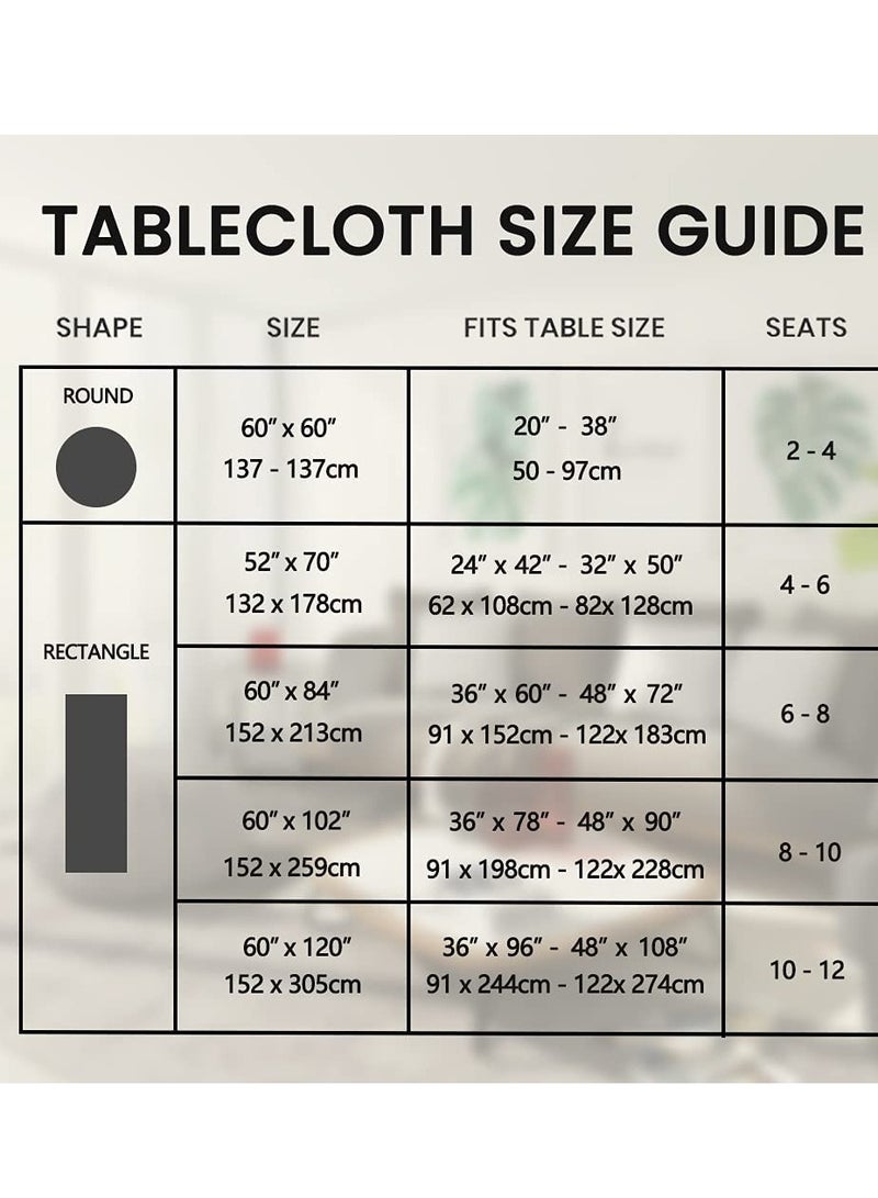 Rectangle Vinyl Tablecloth,100% Waterproof Heavy Duty Oil Spill Proof Stain Resistant Plastic PU Table Cover with Flannel Backing for KitchenDiningParties