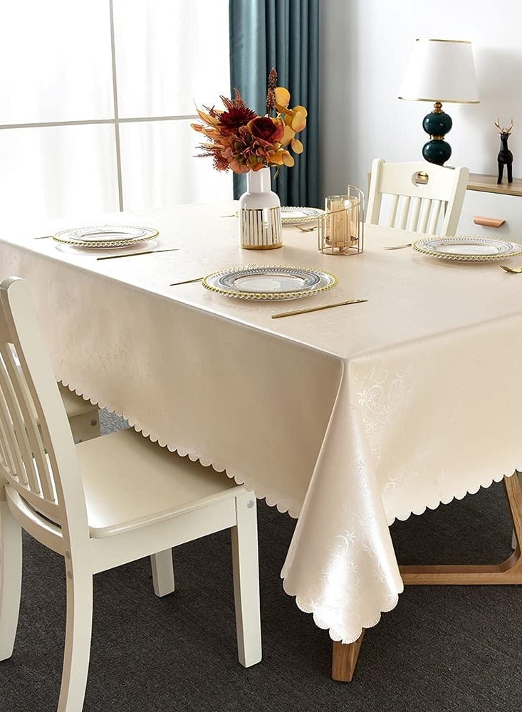 Rectangle Vinyl Tablecloth,100% Waterproof Heavy Duty Oil Spill Proof Stain Resistant Plastic PU Table Cover with Flannel Backing for KitchenDiningParties