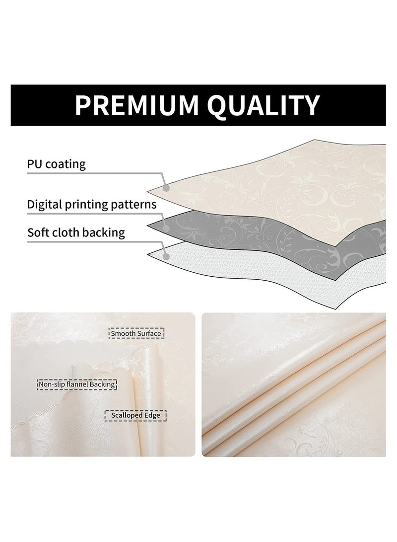 Rectangle Vinyl Tablecloth,100% Waterproof Heavy Duty Oil Spill Proof Stain Resistant Plastic PU Table Cover with Flannel Backing for KitchenDiningParties