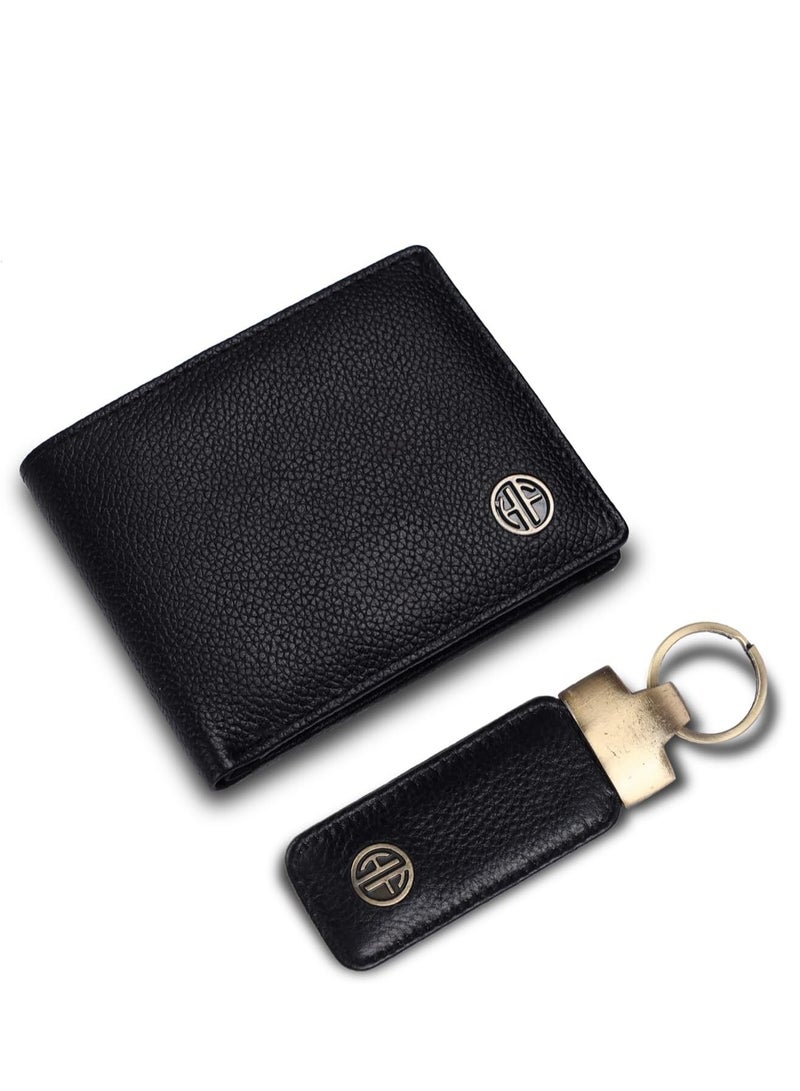 Wallet and Keychain Combo Gifts for Men RFID Protected 4 Card Slots Keychain for Car, Home, Bike Premium Men's Accessories Gift for Husband and Friend