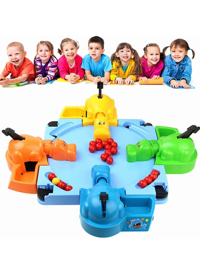 4 Player Family Game Set-Hungry Hippos Board Game, ntense Game of Quick Reflexes,Pre School Game for Kids, Multiplayer Board Game for School, Home, Camping