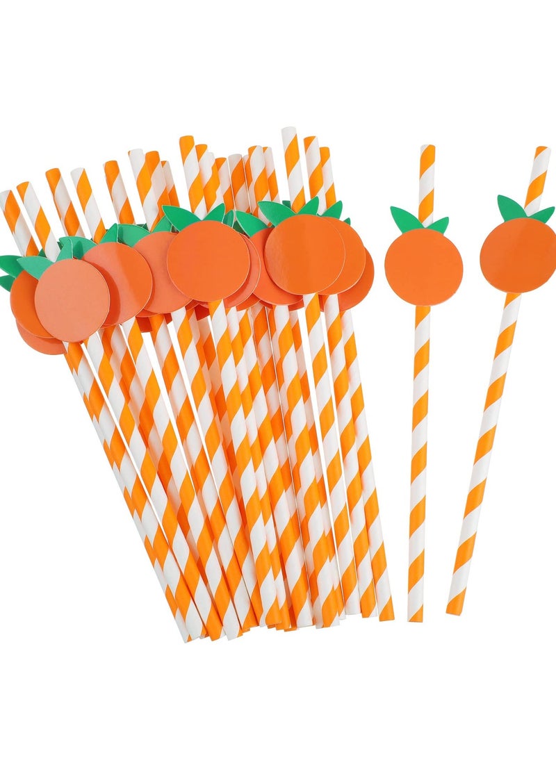 Orange Paper Straws Little Cutie Baby Shower Straws Orange Fruit Straws Disposable Drinking Paper Straws for Baby Shower Decorations Birthday Party Supplies, 0.24 X 7.76 Inches, Pack of 100