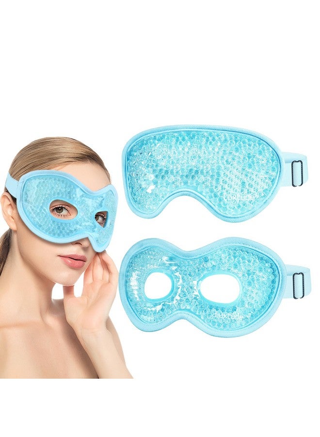 Gel Eye Mask Cooling Eye Mask For Dry Eyes 2Pcs Heated Warm Eye Ice Pack Reusable Gel Sleep Mask Frozen Cold Eye Compress For Puffiness/Dark Circles/Headaches/Allergies (Blue)