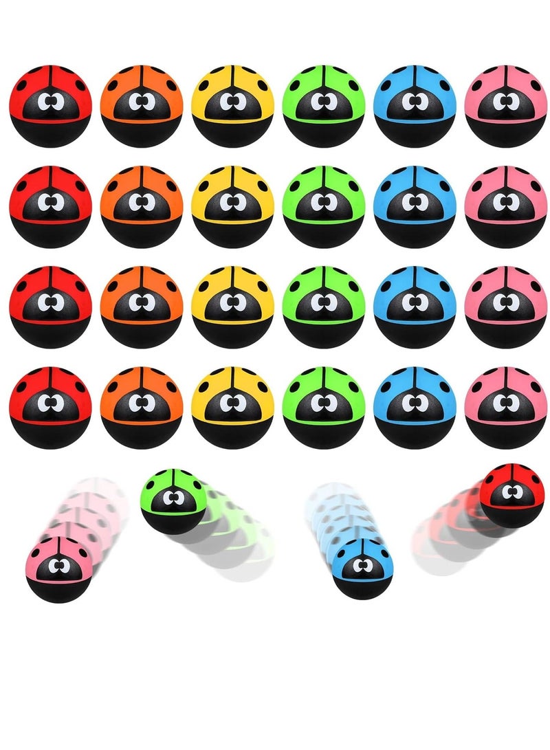 Bouncy Balls, 24 Pcs Ladybug Bouncy Balls, Ladybug Party Favors Small Bouncing Balls 30 mm/ 1.2 Inch Ladybug Theme Rubber Balls for Kid Carnival Prizes Birthday Gift Bag Filling (Random Color)