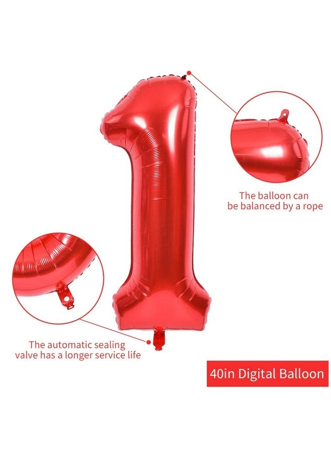 40 Inch Red Large Numbers Balloons 09 Number 1 Digit 1 Helium Balloons Foil Mylar Big Number Balloons For Birthday Party Anniversary Supplies Decorations