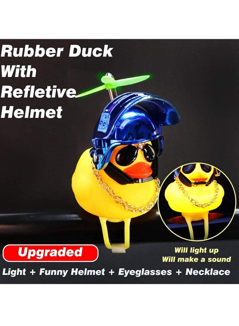 Luminous Three Level Head Bamboo Dragonfly Helmet, Bicycle Light, Local Duck Rubber, Duck Toy Car Ornaments, Yellow Duck Car Dashboard, Decorations Squeeze Duck Bicycle Horns 3 Colors