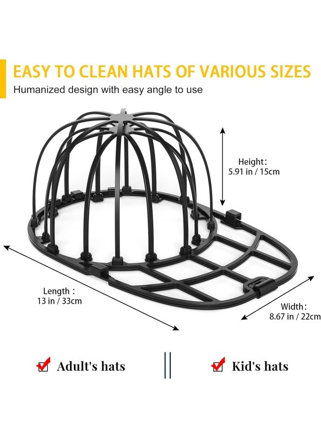 Coopche Hat Washer For Baseball Caps, Hat Washing Cage, Ballcapl Cap Washer For Washing Machine, Hat Cleaner For Laundry Machine Dishwasher Fit Children And Adults, Black