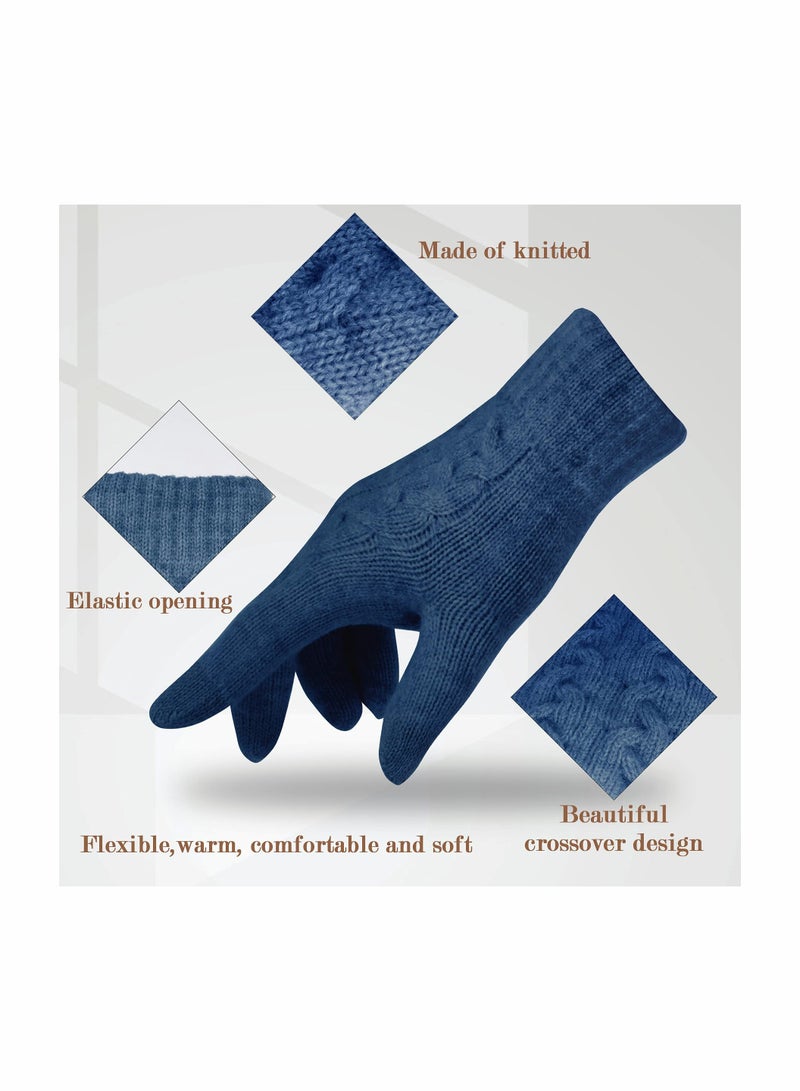 Women Touch Screen Gloves - Winter Warm Gloves Touchscreen Mittens Thermal Fleece Lined Knitted Gloves for Outdoor
