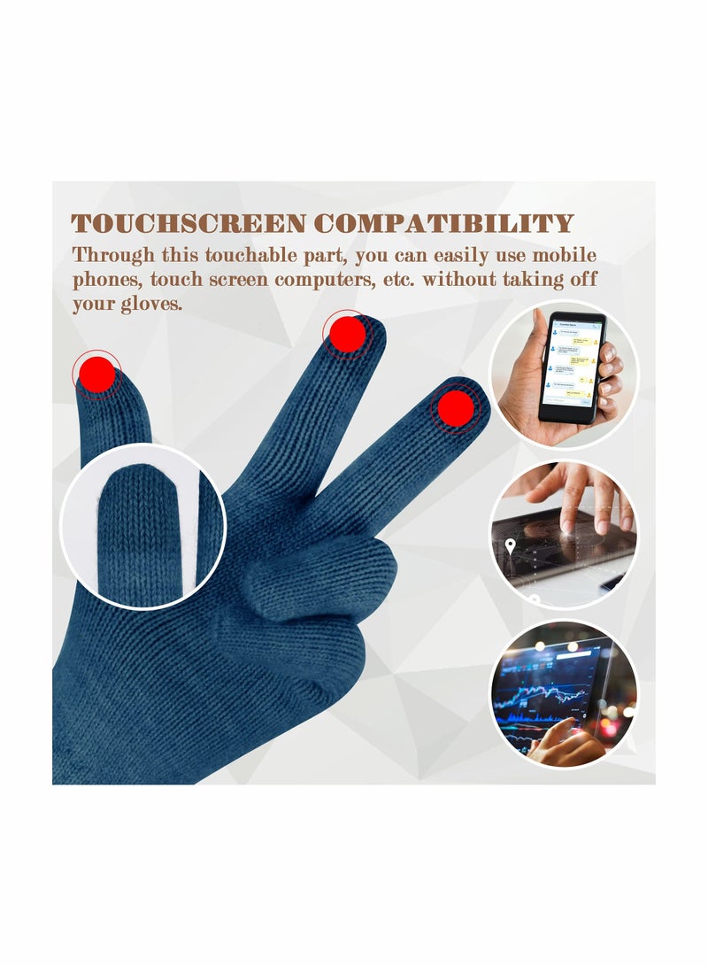 Women Touch Screen Gloves - Winter Warm Gloves Touchscreen Mittens Thermal Fleece Lined Knitted Gloves for Outdoor
