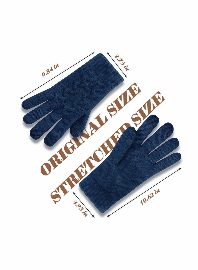 Women Touch Screen Gloves - Winter Warm Gloves Touchscreen Mittens Thermal Fleece Lined Knitted Gloves for Outdoor