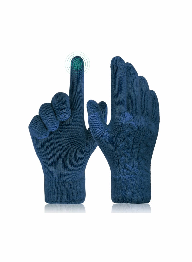Women Touch Screen Gloves - Winter Warm Gloves Touchscreen Mittens Thermal Fleece Lined Knitted Gloves for Outdoor