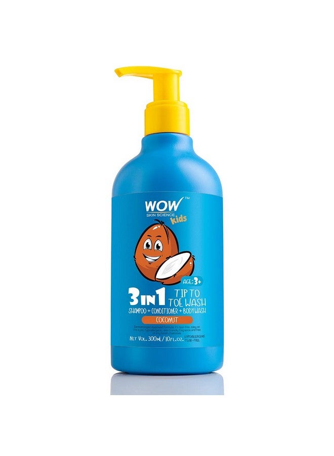 Skin Science Kids Tip To Toe Wash Shampoo Conditioner Body Wash No Sulphates & Parabens Coconut, 300 Ml