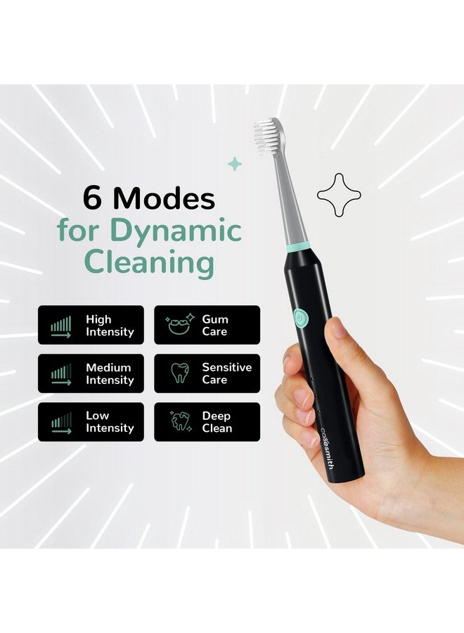 Adult Spark Rechargeable Electric Toothbrush | 6 Operating Modes | 40000 Vibrations Per Minute | 2 Brush Heads (Black) Pack Of 1