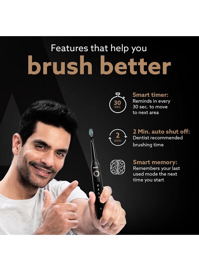 Cosmic Sonic Electric Toothbrush For Adults With 5 Modes 3 Brush Heads & Rechargeable With 4 Hours Charge Lasting Up To 25 Days Power Toothbrush (Black)