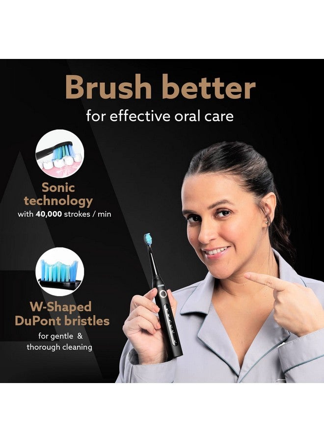 Cosmic Sonic Electric Toothbrush For Adults With 5 Modes 3 Brush Heads & Rechargeable With 4 Hours Charge Lasting Up To 25 Days Power Toothbrush (Black)