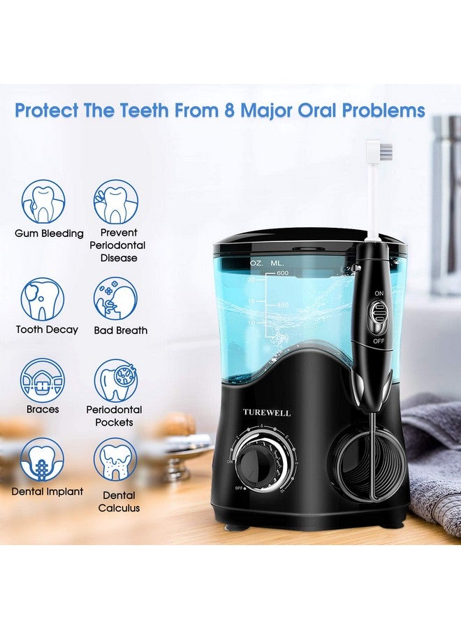 Fc162 Water Flosser, Dental Oral Irrigator10 Adjustable Pressure Settings, Electric Water Pick, 8 Replaceable Jet Tips For Whole Families 600Ml(Black)