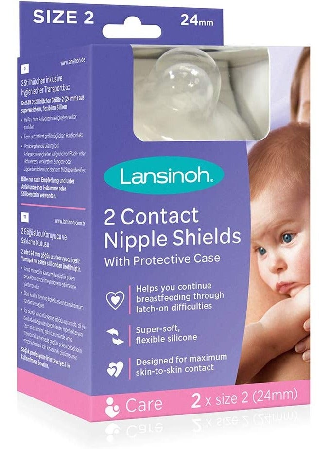 LANSINOH CONTACT NIPPLE SHIELDS SIZE 2 24 MM