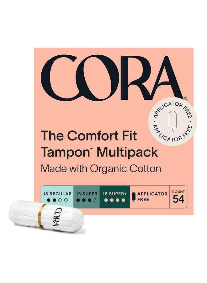 100% Organic Cotton Nonapplicator Tampons | Ultraabsorbent, Unscented, Natural, Nontoxic, Applicator Free | Ecoconscious (54 R/S/S+ Tampons)