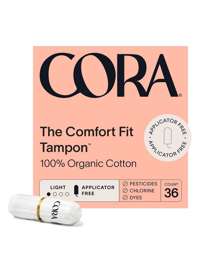 100% Organic Cotton Nonapplicator Tampons | Ultraabsorbent, Unscented, Natural, Nontoxic, Applicator Free | Ecoconscious (36 Light Tampons)