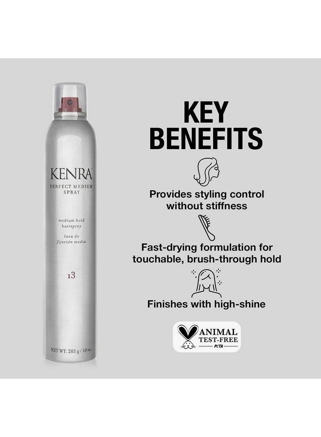 Kenra Perfect Medium Spray 13 80% Provides Styling Control Without Stiffness Medium Hold Fastdrying Formulation High Shine Finish All Hair Types 10 Oz