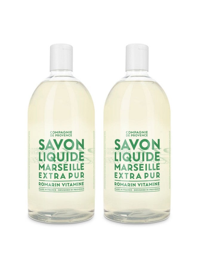 Compagnie De Provence Savon De Marseille Extra Pure Liquid Soap Revitalizing Rosemary Bulk 67.6 Fl Oz Plastic Bottle Refill