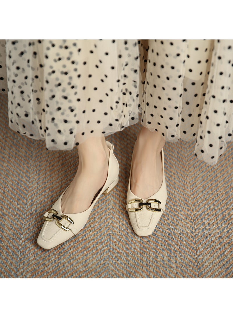 New Shallow Mouth Coarse Heel High Heels