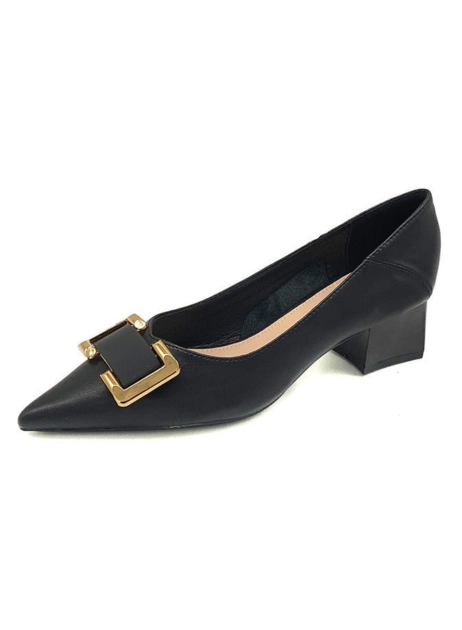 New Shallow Mouth Coarse Heel High Heels