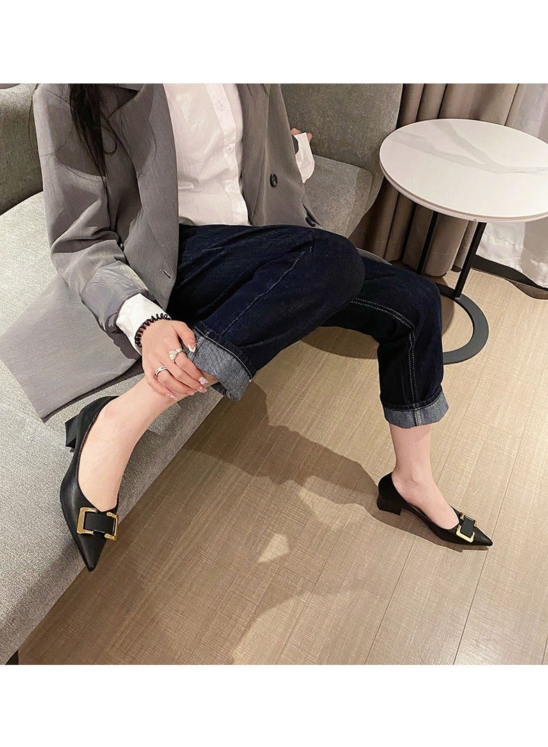 New Shallow Mouth Coarse Heel High Heels