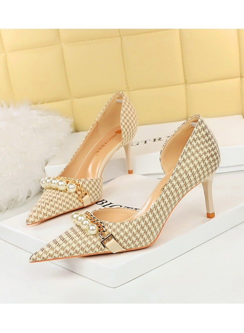 New Plaid Shallow High-Heeled Shoes