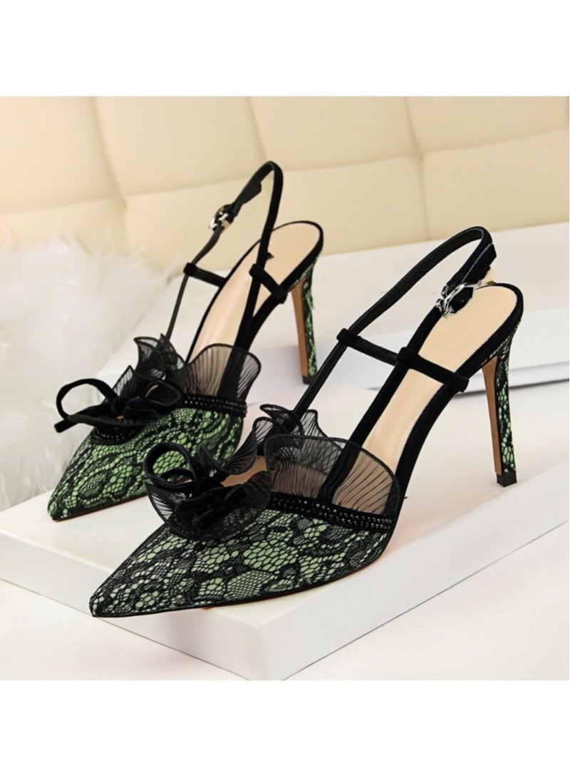 New Rhinestone Lace Hollow High Heels