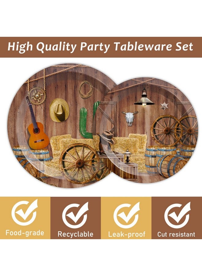 96Pcs Western Tableware Set Cowboy Paper Plates Cowboy Themed Party Plates Napkins Forks For Baby Shower Birthday Party Decorations Supplies 24 Guests