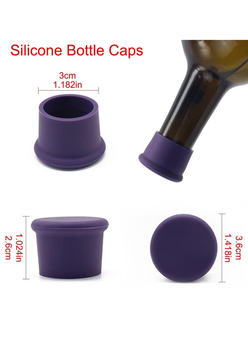 Wine Stoppers, Wine Sealer for Wine Bottles, Silicone Wine Bottle Caps, Reusable Wine Champagne Beer Bottle Stopper, Wine Corks for Wine Glass Beverages Beer Bottles Holiday