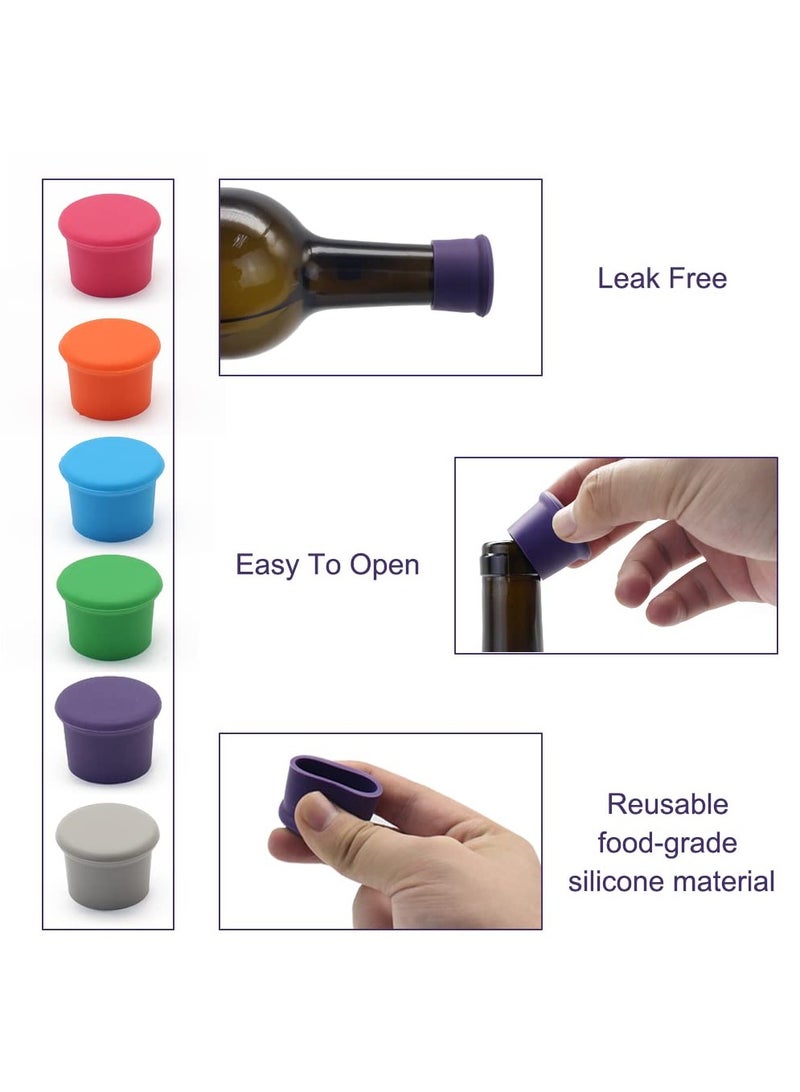 Wine Stoppers, Wine Sealer for Wine Bottles, Silicone Wine Bottle Caps, Reusable Wine Champagne Beer Bottle Stopper, Wine Corks for Wine Glass Beverages Beer Bottles Holiday