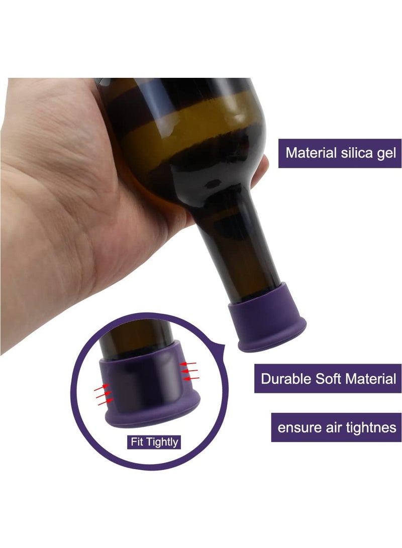 Wine Stoppers, Wine Sealer for Wine Bottles, Silicone Wine Bottle Caps, Reusable Wine Champagne Beer Bottle Stopper, Wine Corks for Wine Glass Beverages Beer Bottles Holiday