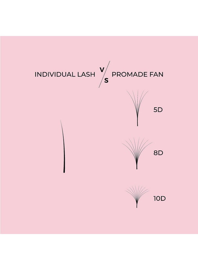 Promade Fans | Handmade Volume Eyelashes | Multi Selections From 3D To 16D | C Cc D Dd L M Curl | Thickness 0.03 ~ 0.1 Mm | 8 20Mm Length | Long Lasting | Easy Application (10D0.03 D 13 Mm)