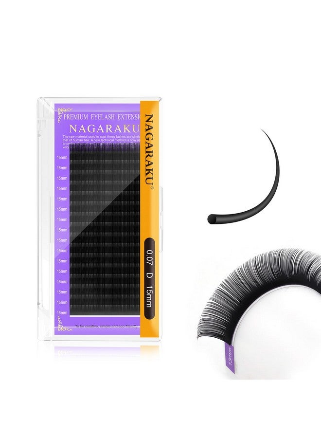 Eyelash Extensions Individual Lashes 0.07Mm D Curl 15Mm Classic Matte Black Soft Natural Professional 16 Rows Beauty Salon Supplies