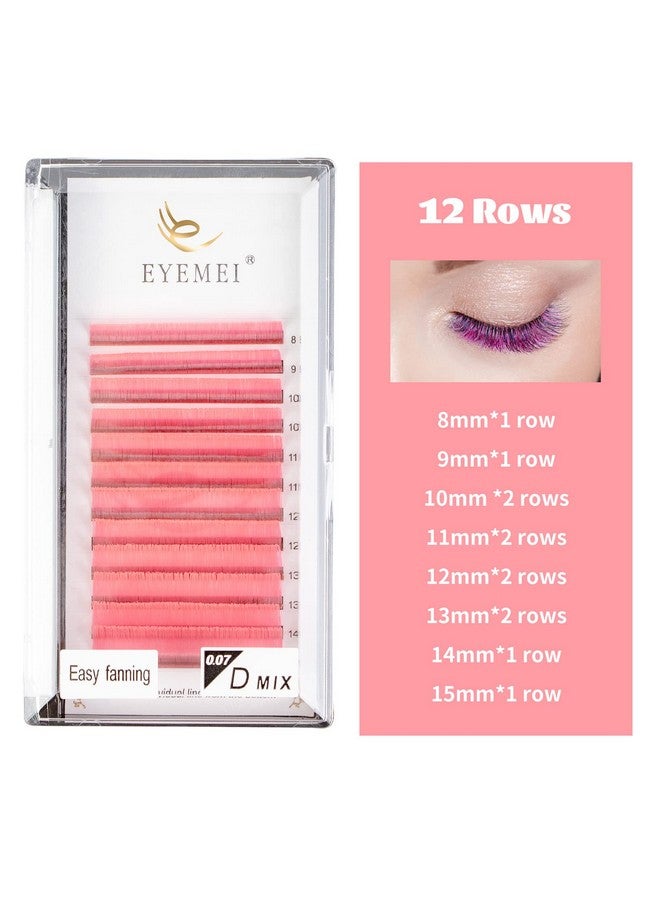 Colored Lash Extensions Easy Fan Volume Lashes 0.07 D Curl 815Mm Matte Rapid Volume Eyelash Extensions Rapid Blooming Flower Self Fanning Volume Lash Extensions (Pink 0.07D 815Mm)