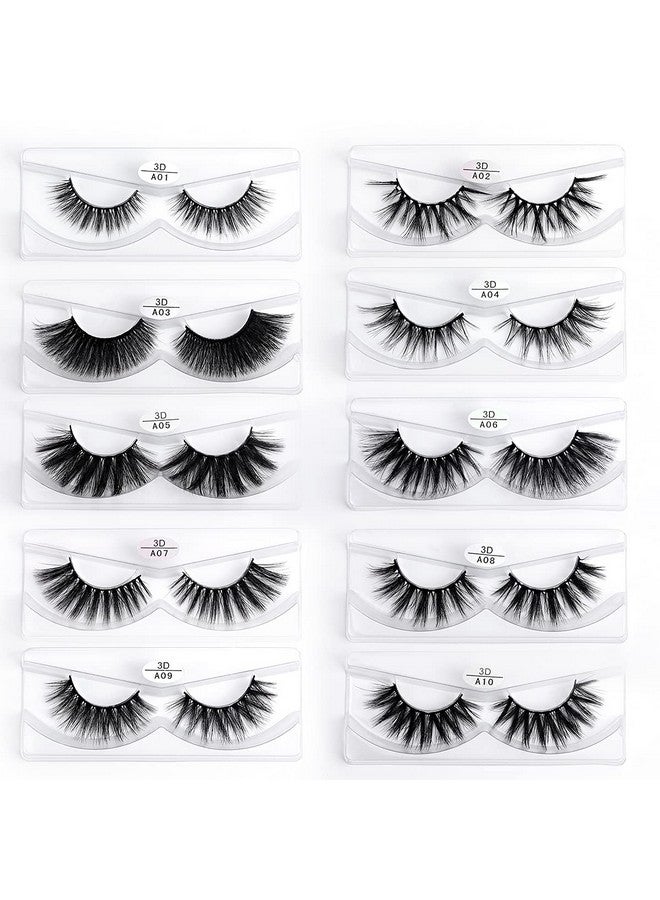 Wholesale False Lashes 10 Pairs 10 Styles Medium Length Vegan Eyelashes Fluffy Volume Strip Lashes Bulk 10 Portable Boxes Fake Eyelashes Mixed Natural Look 3D Faux Mink Lashes(Mix 10Pairs)