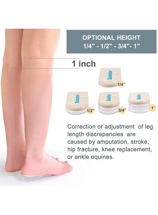 Heel Lift, 4Layer 1 Inch Gel Shoe Lifts For Women Uneven Legs, Adjustable Orthopedic Heel Lifts For Heel Pain And Leg Length Discrepancy, Heel Wedge Inserts 1/4