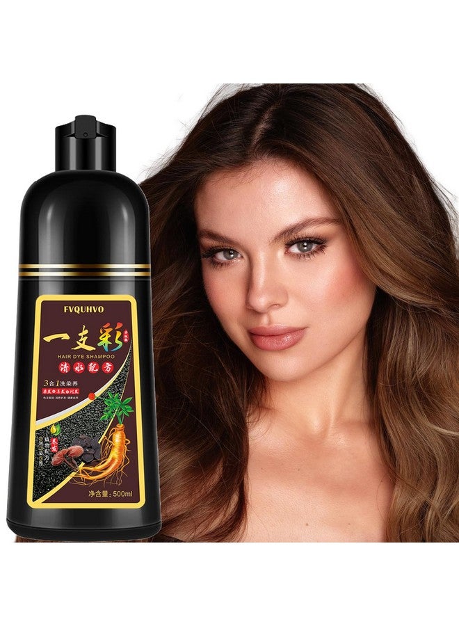 Instant 500Ml Light Brown Hair Color Shampoo For Men & Women Plant Formula 3 In 1 Hair Dye Shampoo Natural Hair Coloring Shampoo In Minutes Permanent Hair Dye 17.6 Fl Oz (Light Brown)