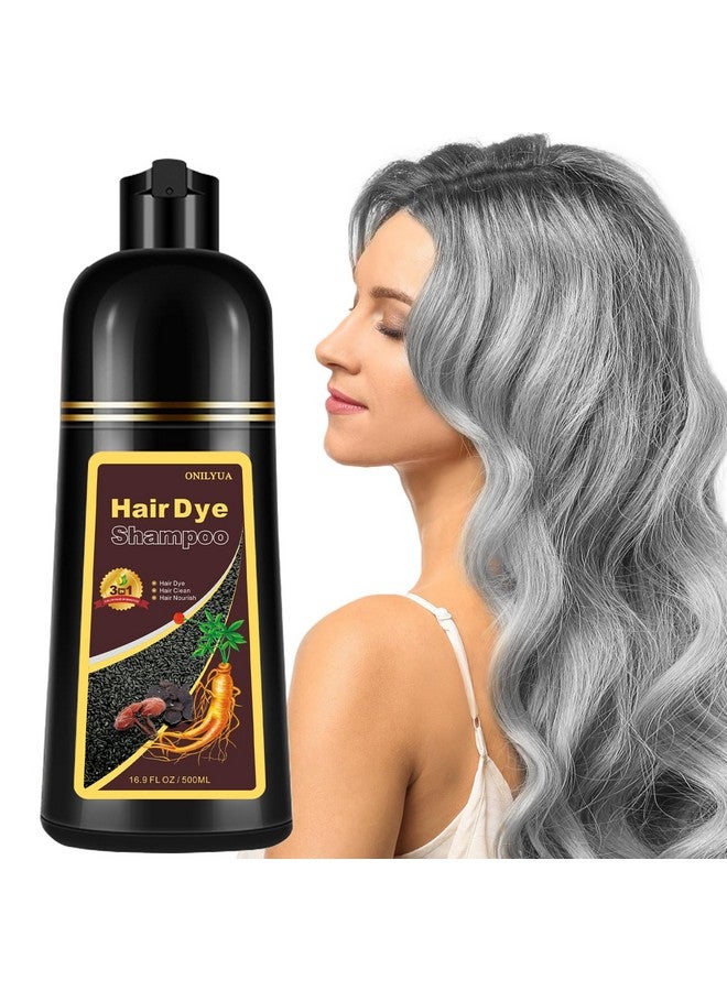 Natural Silver Gray Hair Color Shampoo 500Ml 3In1 Hair Dye Shampoo Hair Nourishing & Dyeing For Men Women Colors In 1015 Mins Silver Hair Dye Color Easy To Use（Natural Silver Gray）