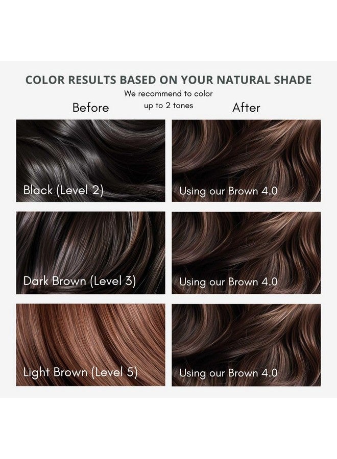 Permanent Hair Dye, 4.0 Brown, Ammonia And Paraben Free, Up To 100% Gray Hair Coverage, Long Lasting, Vegan, Cruelty Free