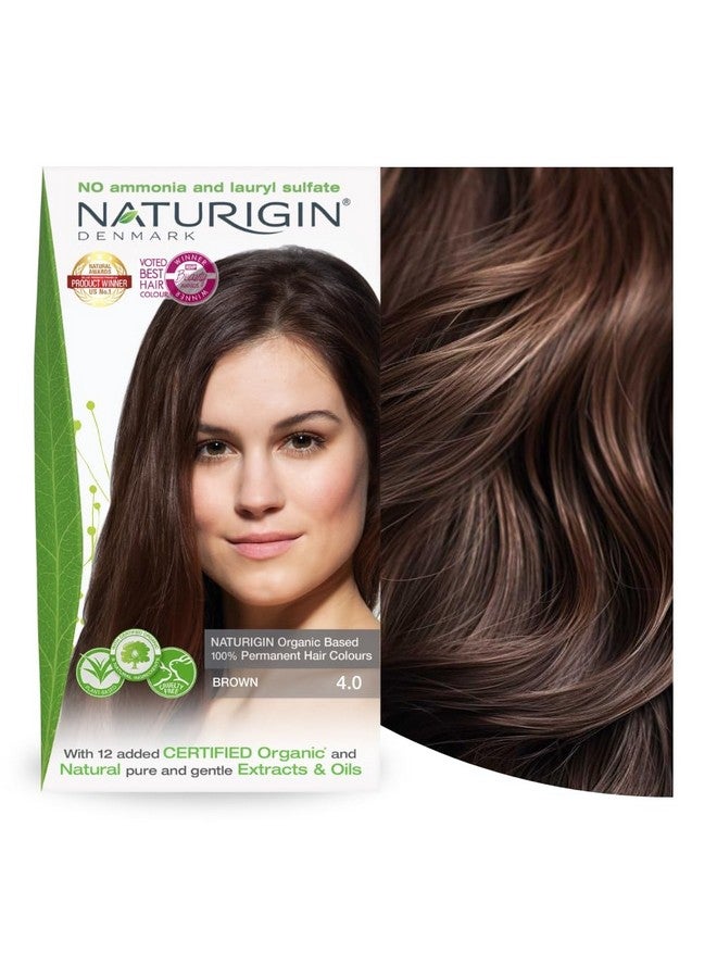 Permanent Hair Dye, 4.0 Brown, Ammonia And Paraben Free, Up To 100% Gray Hair Coverage, Long Lasting, Vegan, Cruelty Free